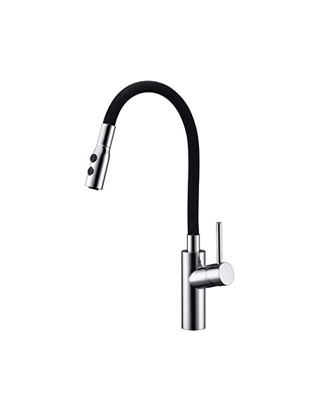 GRIFO FREGADOR SERIE TOKYO DE TUBO FLEXIBLE NEGRO MATE MARCA IMEX