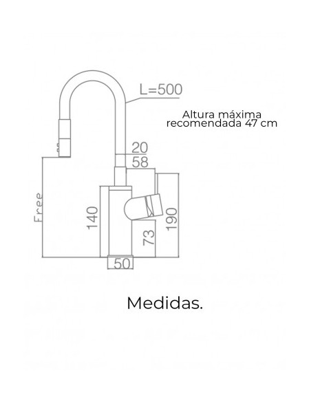 GRIFO FREGADOR SERIE TOKYO DE TUBO FLEXIBLE NEGRO MATE MARCA IMEX