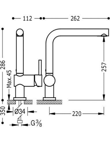 GRIFO MONOMANDO FREGADERO  VERTICAL TRES