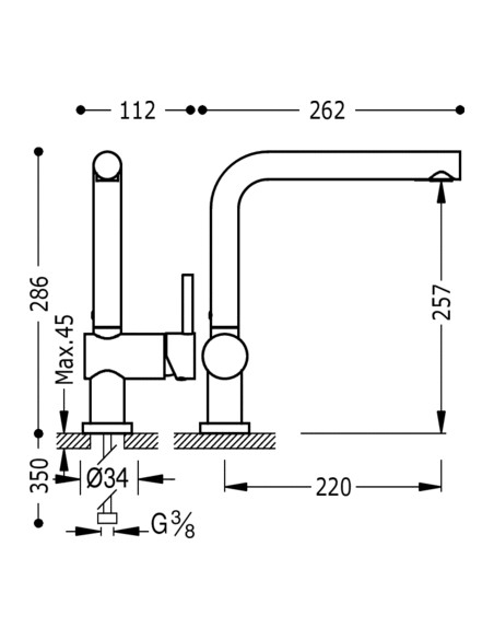 GRIFO MONOMANDO FREGADERO  VERTICAL TRES