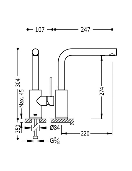 GRIFO MONOMANDO FREGADERO VERTICAL MAX-TRES