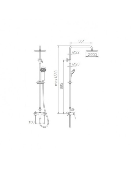 COLUMNA DE DUCHA MODELO BELGICA NEGRO MATE MONOMANDO DE IMEX