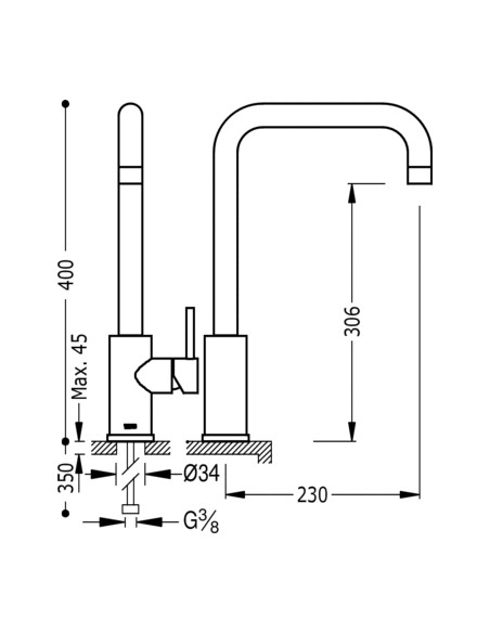 GRIFO MONOMANDO FREGADERO VERTICAL MAX-TRES