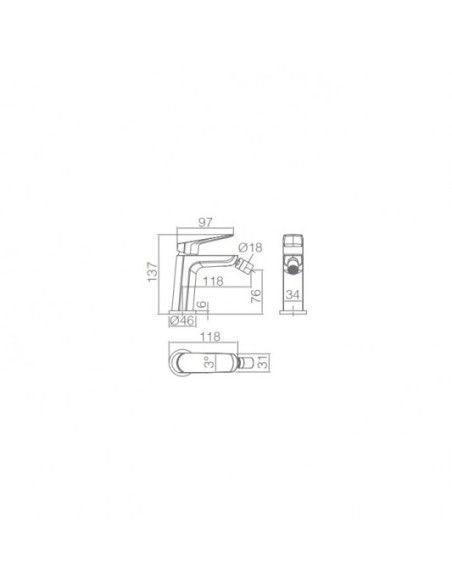 MONOMANDO BIDE NEGRO MATE MODELO BELGICA DE IMEX