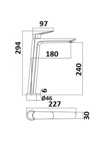 GRIFO MONOMANDO LAVABO ALTO NEGRO...