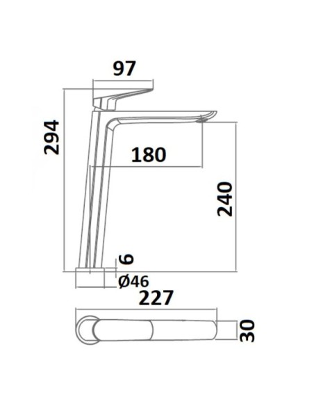 GRIFO MONOMANDO LAVABO ALTO NEGRO MATE MODELO BELGICA DE IMEX