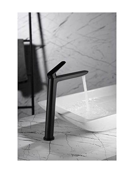 GRIFO MONOMANDO LAVABO ALTO NEGRO MATE MODELO BELGICA DE IMEX