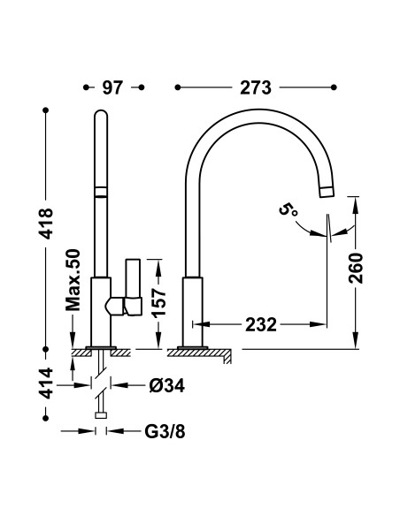 GRIFO MONOMANDO FREGADERO VERTICAL CLASS-TRES