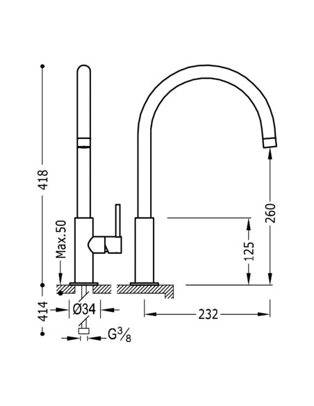 GRIFO MONOMANDO PARA COCINA MAX-TRES