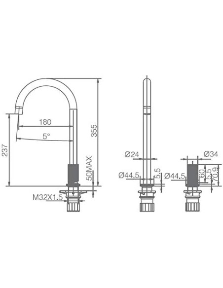 GRIFO DE FREGADOR ENCASTRABLE MODELO MANACOR DE IMEX