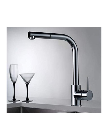 GRIFO MONOMANDO FREGADERO EXTRAIBLE MODELO MOSCU DE IMEX DE ACERO S316