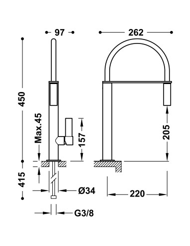 MONOMANDO CON CAÑO FLEXIBLE PARA...
