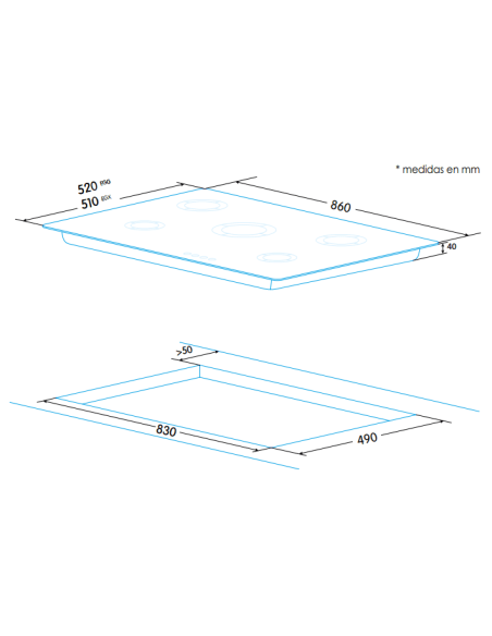 ENCIMERA A GAS NATURAL CON 5 QUEMADORES MODEL EGX-9050