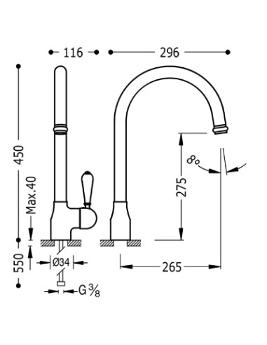 GRIFO MONOMANDO PARA COCINA CON CAÑO...