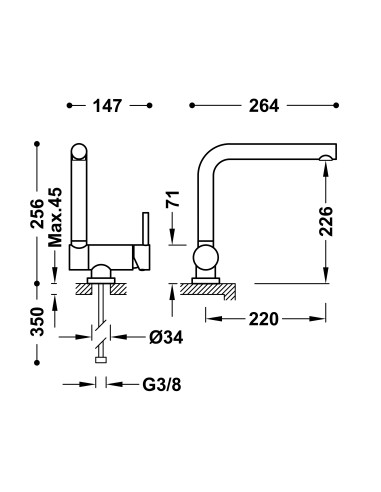 MONOMANDO CON GRIFO ABATIBLE PARA COCINA