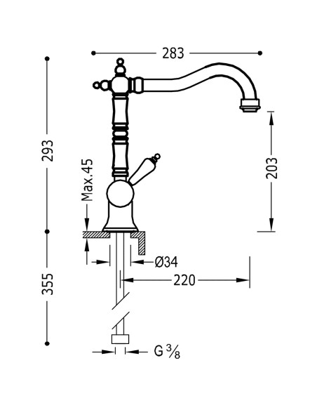 GRIFO MONOMANDO CON CAÑO ABATIBLE PARA COCINA