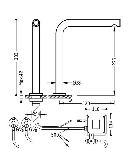 GRIFO ELECTRÓNICO CON SISTEMA PREMEZCLADOR PARA COCINA