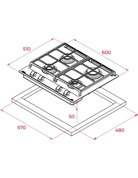 COCINA TEKA DE GAS 4 FGS. CRISTAL GAS MODELO MAESTRO GZC 64300 XBA