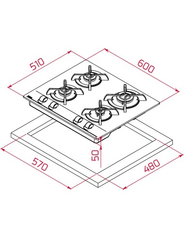 COCINA GAS TEKA 4 FGS. TOTAL GBC 6400