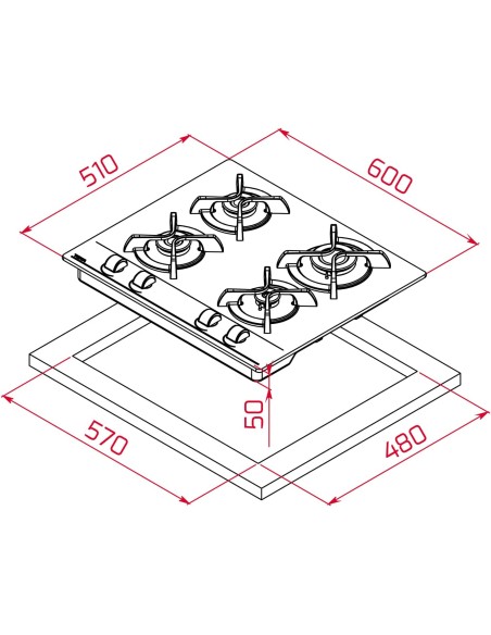 COCINA GAS TEKA 4 FGS. TOTAL GBC 6400
