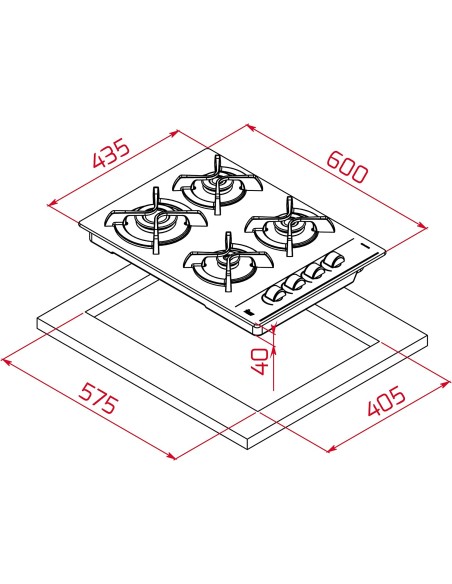 COCINA GAS TEKA 4 FGS. TOTAL GBC 64003 KBA