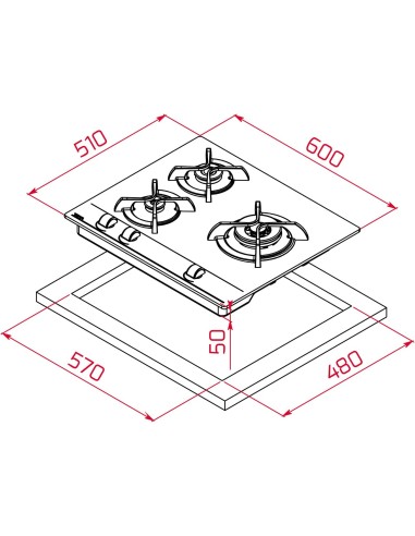 COCINA GAS TEKA 3 FGS. EASY GBC 63010
