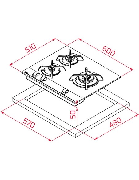 COCINA GAS TEKA 3 FGS. EASY GBC 63010