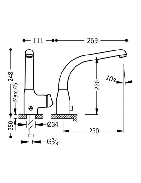 GRIFO MONOMANDO COCINA ELECTRONICO MEZCLADOR TRES