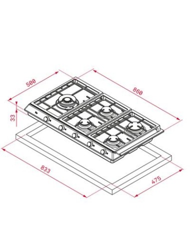 COCINA A GAS TEKA DE 5 FGS. TOTAL EX...
