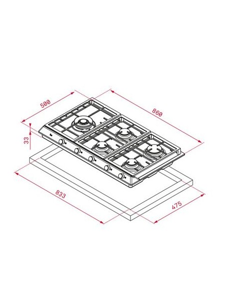 COCINA A GAS TEKA DE 5 FGS. TOTAL EX 90.1 5G DR LEFT