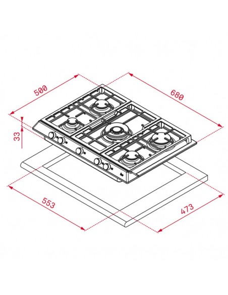 COCINA A GAS TEKA 5 FGS. TOTAL EX 70.1 5G DR