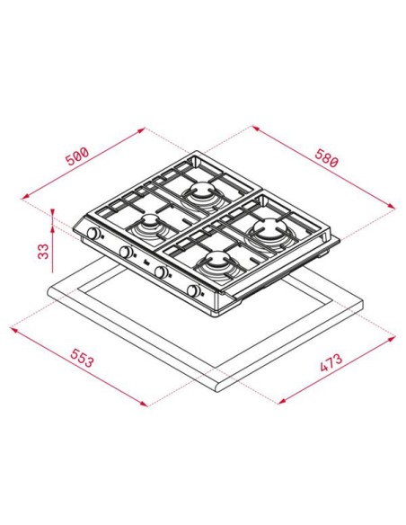 COCINA A GAS DE 3 FUEGOS EN ACERO