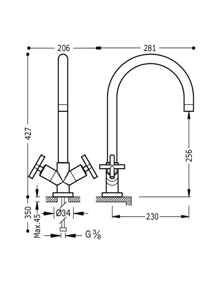GRIFO BIMANDO FREGADERO VERTICAL