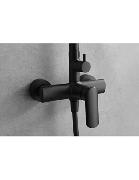 COLUMNA DE DUCHA IMEX MODELO URAL MONOMANDO NEGRO MATE