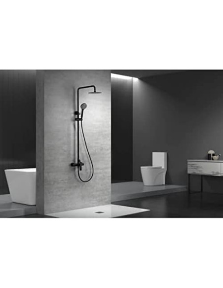 COLUMNA DE DUCHA IMEX MODELO URAL MONOMANDO NEGRO MATE
