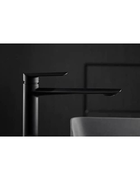GRIFO DE LAVABO IMEX MONOMANDO ALTO NEGRO MATE MODELO URAL