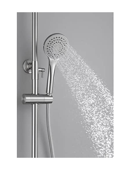 COLUMNA DE DUCHA IMEX MODELO URAL MONOMANDO NIQUEL CEPILLADO