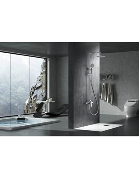 COLUMNA DE DUCHA IMEX MODELO URAL MONOMANDO NIQUEL CEPILLADO