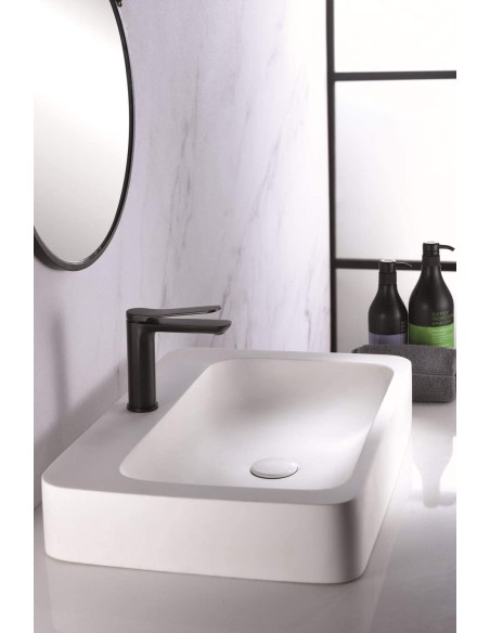 GRIFO DE LAVABO IMEX MONOMANDO NEGRO MATE MODELO DINAMARCA