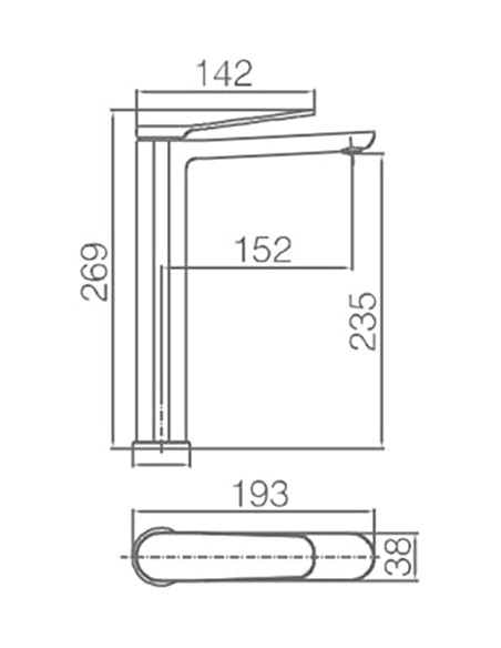 GRIFO DE LAVABO IMEX MONOMANDO ALTO NEGRO MATE MODELO DINAMARCA