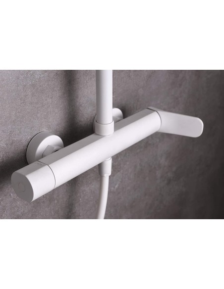 COLUMNA DE DUCHA IMEX MODELO DINAMARCA MONOMANDO BLANCO MATE