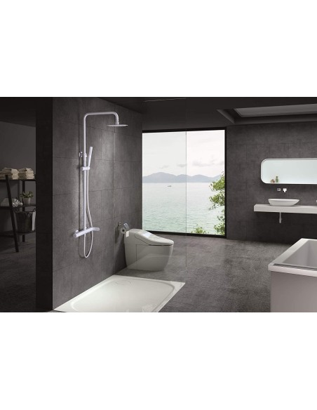 COLUMNA DE DUCHA IMEX MODELO DINAMARCA MONOMANDO BLANCO MATE