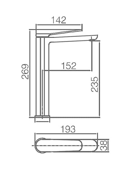 GRIFO DE LAVABO IMEX MONOMANDO ALTO BLANCO MATE MODELO DINAMARCA