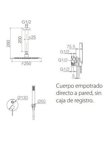 CONJUNTO DE DUCHA EMPOTRADO MONOMANDO... CONJUNTO DE DUCHA EMPOTRADO MONOMANDO...