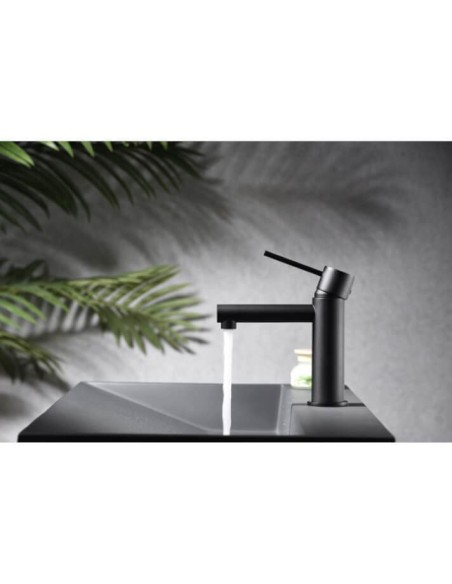GRIFO DE LAVABO IMEX MONOMANDO NEGRO MATE MODELO MILOS STICK
