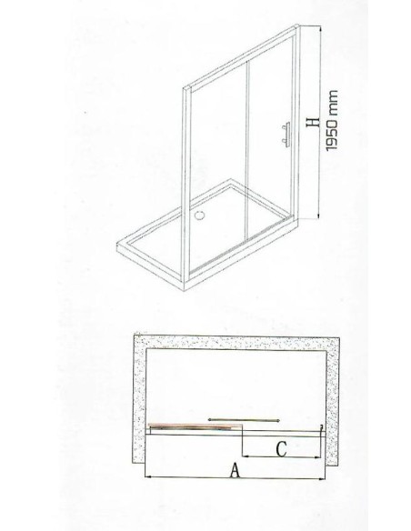 MAMPARA DUCHA MODELO VITTA REF. VT-210 ACABADO TRANSPARENTE CROMO