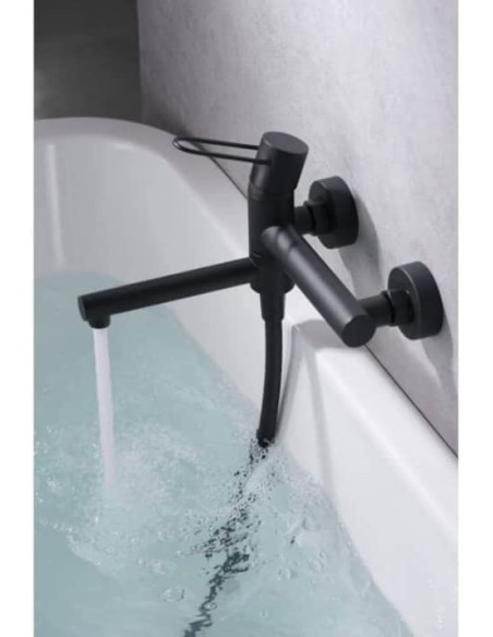 GRIFO MONOMANDO IMEX DE BAÑERA MODELO MILOS  NEGRO MATE