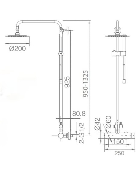 COLUMNA DE DUCHA IMEX MODELO MILOS STICK MONOMANDO NEGRO ORO ROSA