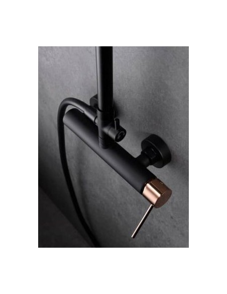 COLUMNA DE DUCHA IMEX MODELO MILOS STICK MONOMANDO NEGRO ORO ROSA
