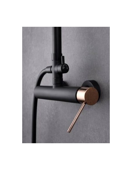 COLUMNA DE DUCHA IMEX MODELO MILOS STICK MONOMANDO NEGRO ORO ROSA
